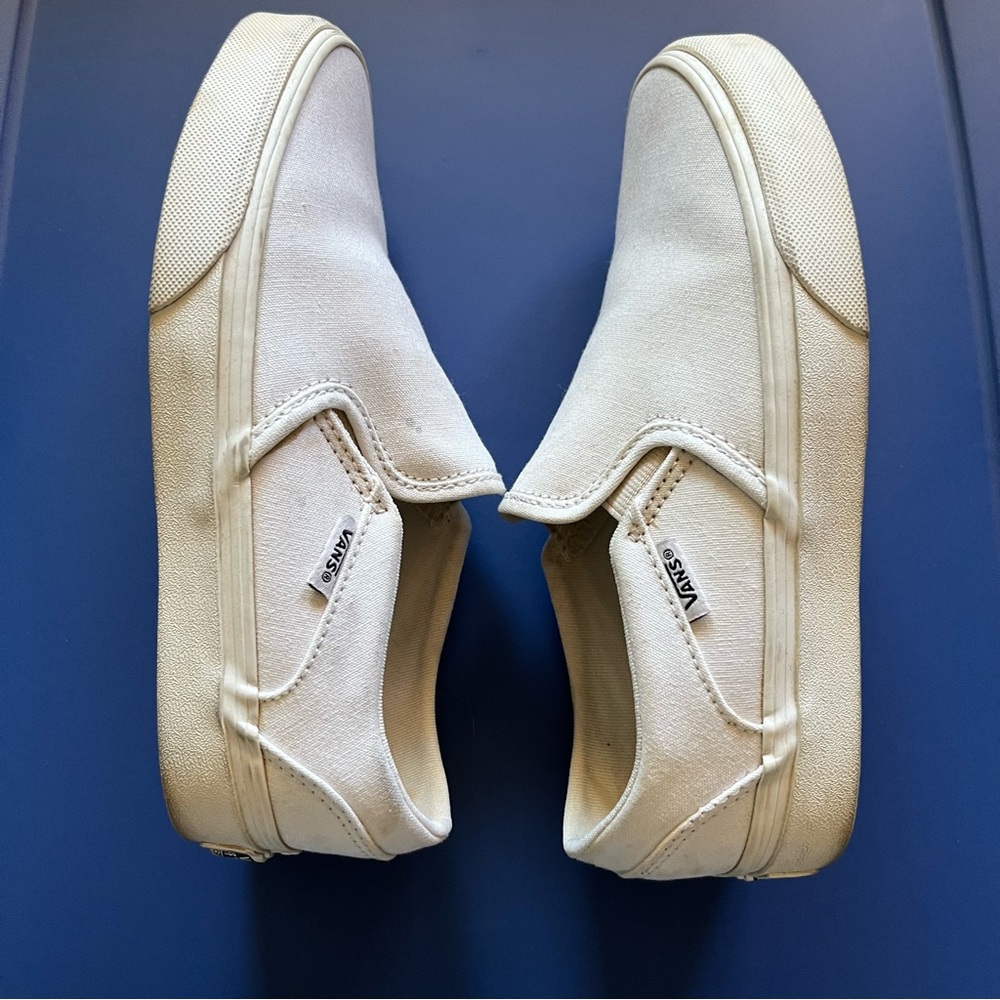Vans Off-White Canvas Slip-Ons